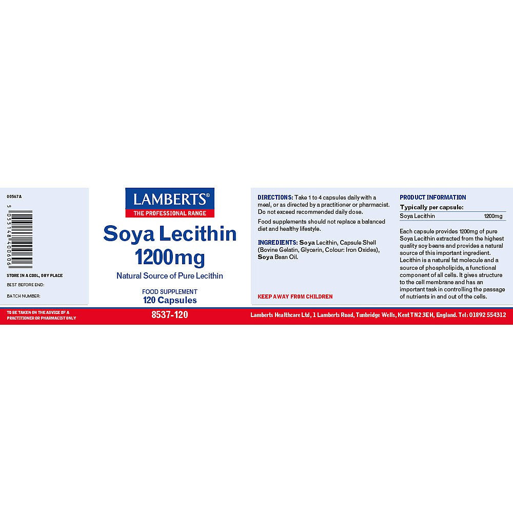 Lamberts Soya Lecithin Capsules 1200mg 120 capsules 3