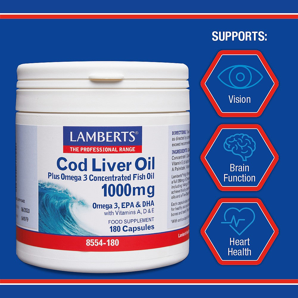 Lamberts Cod Liver Oil 1000mg 180 Capsules