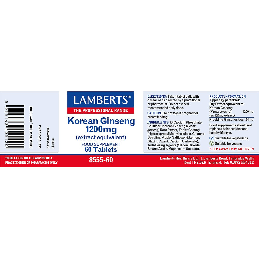 Lamberts Korean Ginseng 1200mg 60 tablets 3