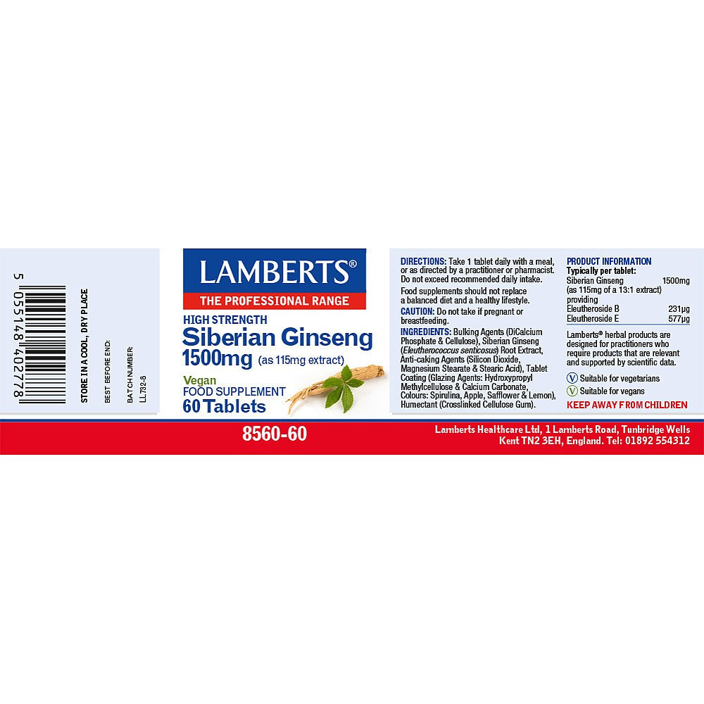 Lamberts Siberian Ginseng 1500mg 60 tablets 3