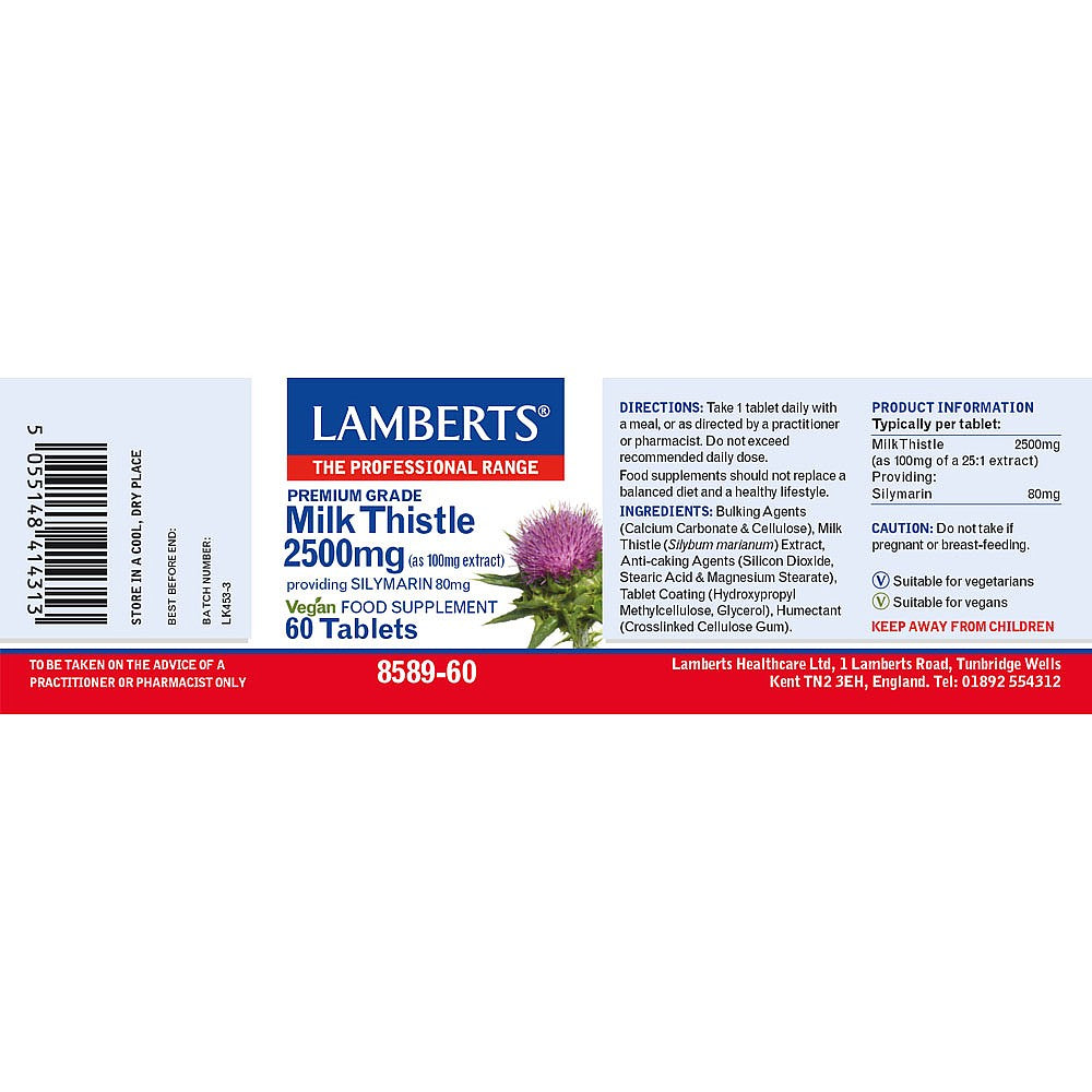 Lamberts Milk Thistle 2500mg 60 tablets 3
