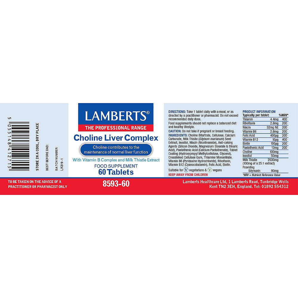 Lamberts Choline Liver Complex 60 Tablets 4