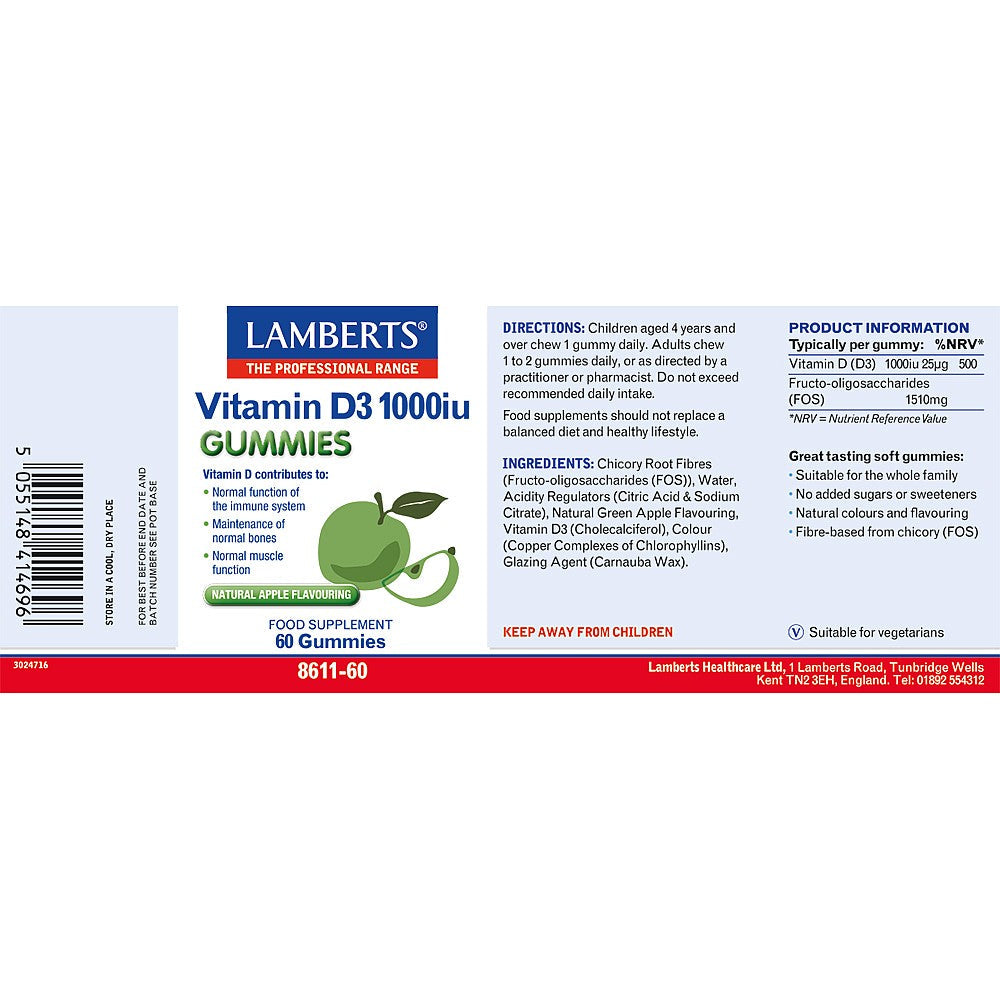 Lamberts Vitamin D3 Gummies 1000iu 4