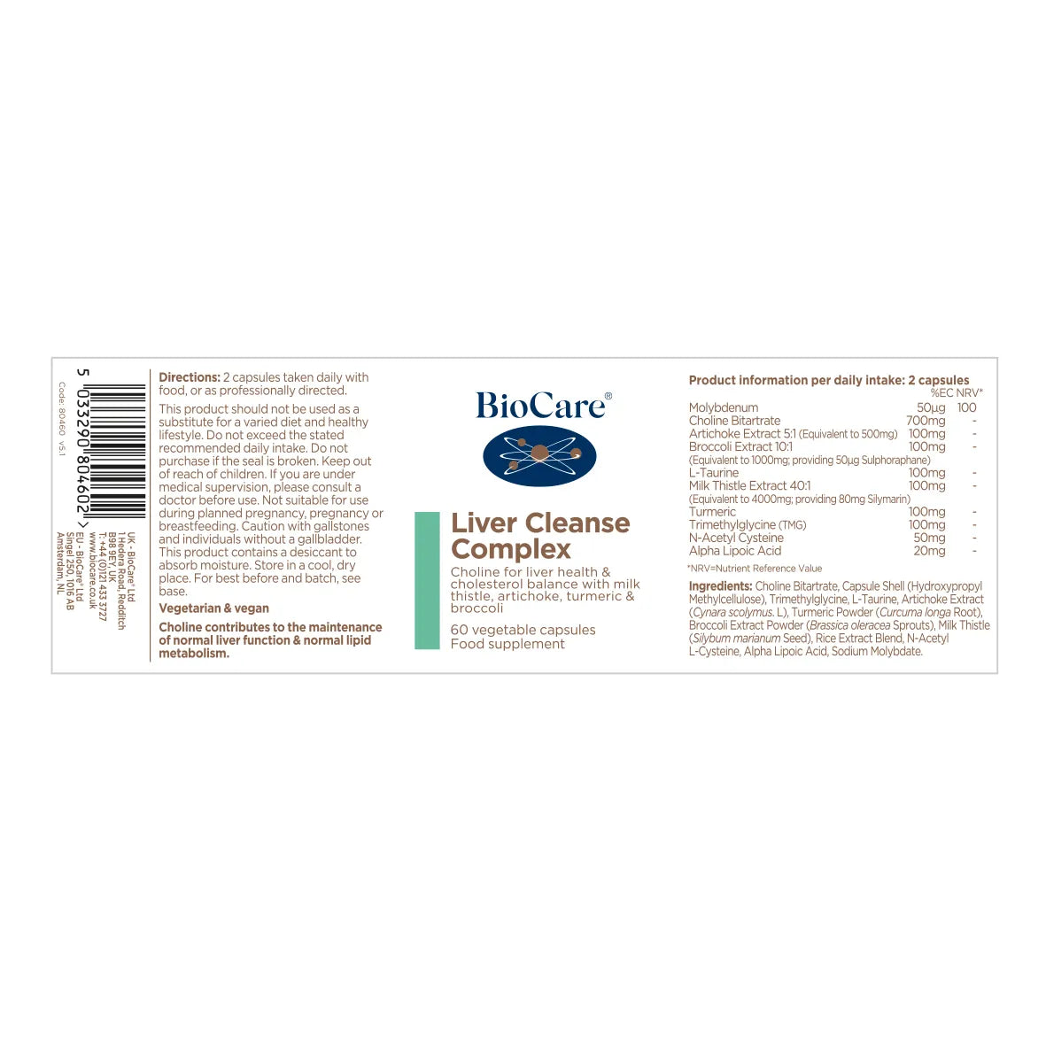 BioCare Liver Cleanse Complex 60 Capsules image 1