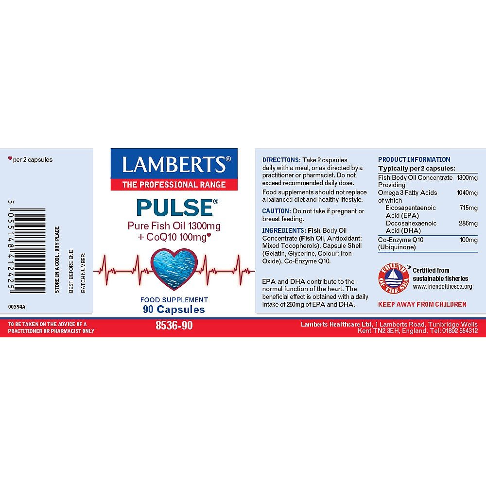 Lamberts Pulse® Pure Fish oil 1300mg + CoQ10 100mg image 1