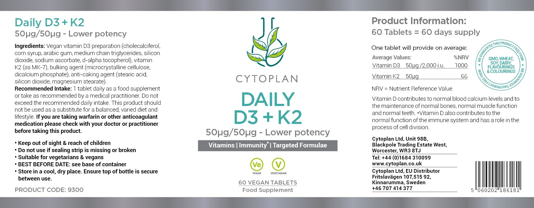 Cytoplan Daily D3 + K2 3