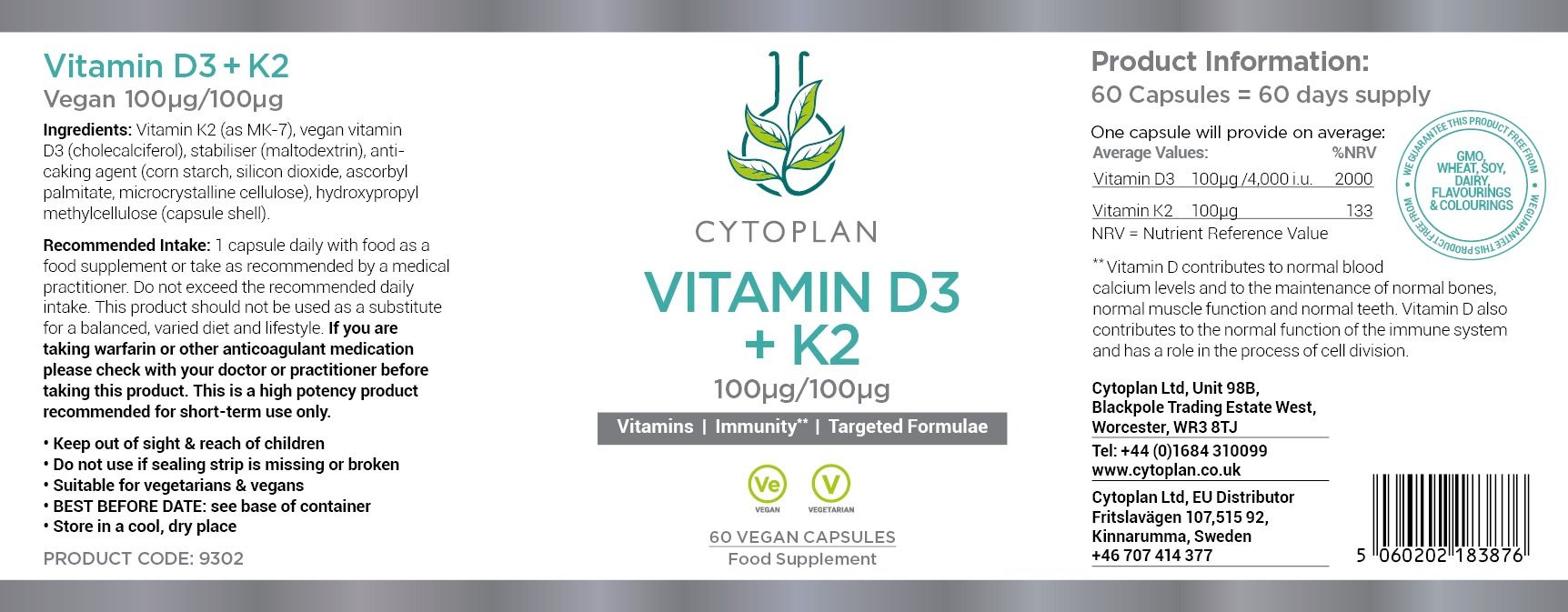Cytoplan Vitamin D3 & K2