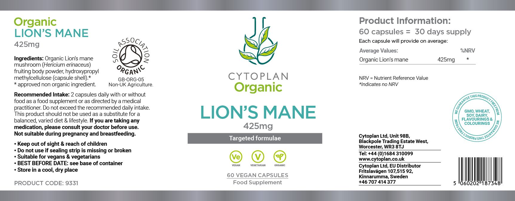 Cytoplan Organic Lion's Mane 3