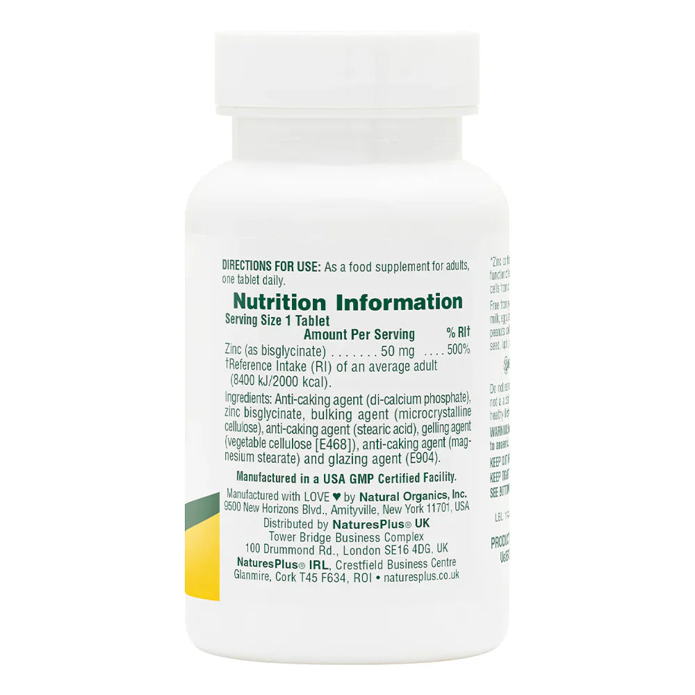NaturesPlus Zinc 50mg 90 Tablets image 2