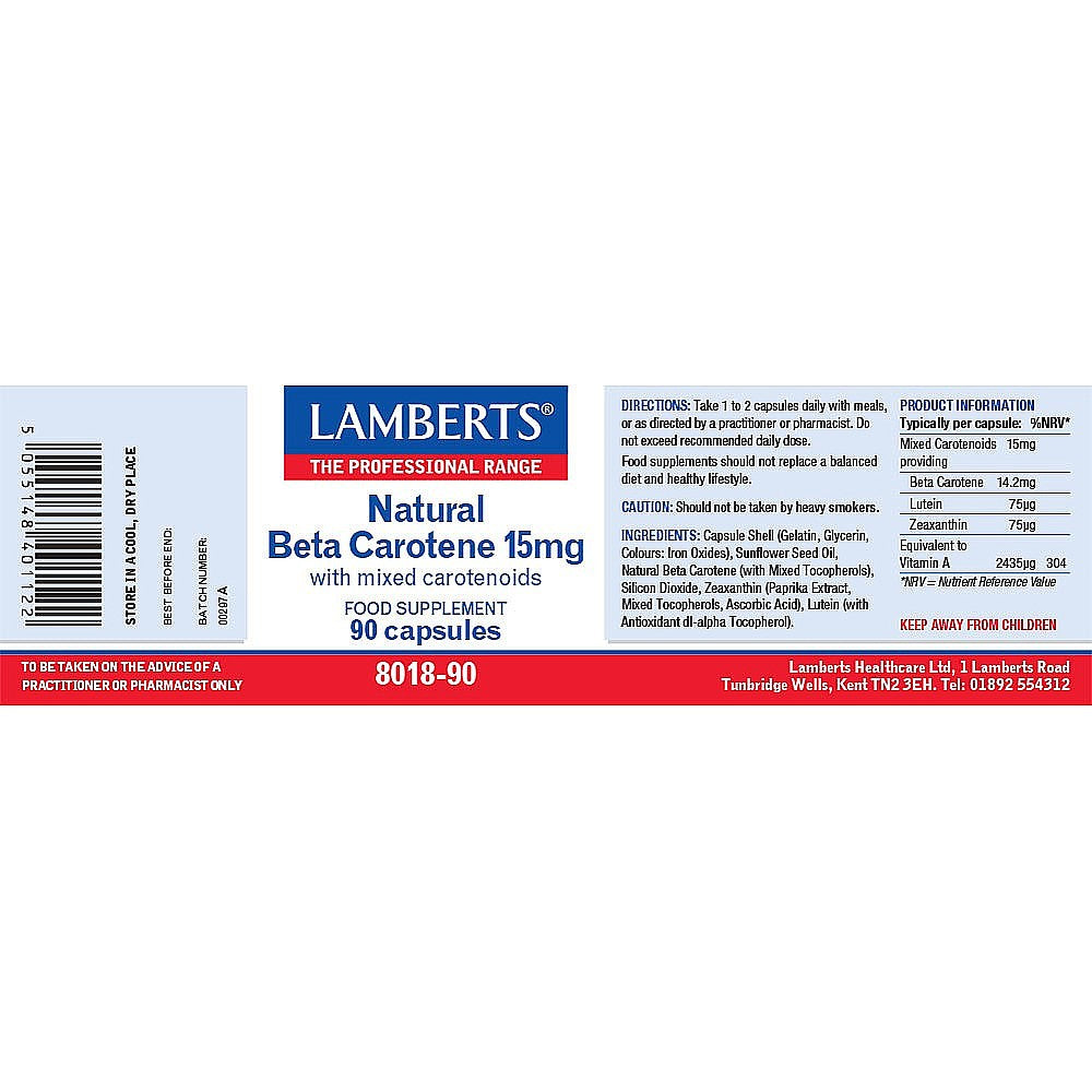 Lamberts Natural Beta Carotene 15mg 90 capsules image 2