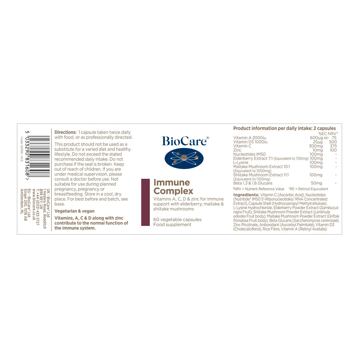 BioCare Immune Complex 60 Capsules image 1