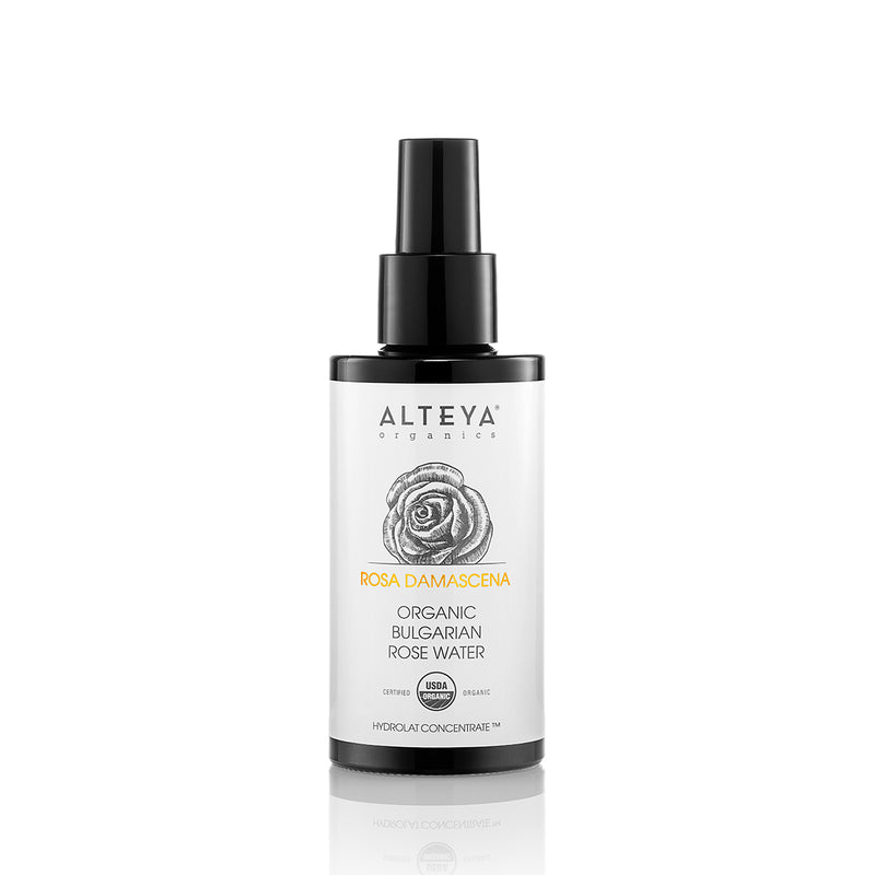 Alteya Organics Organic Bulgarian Rose Water 100 ml - Violet Glass Spray Bottle