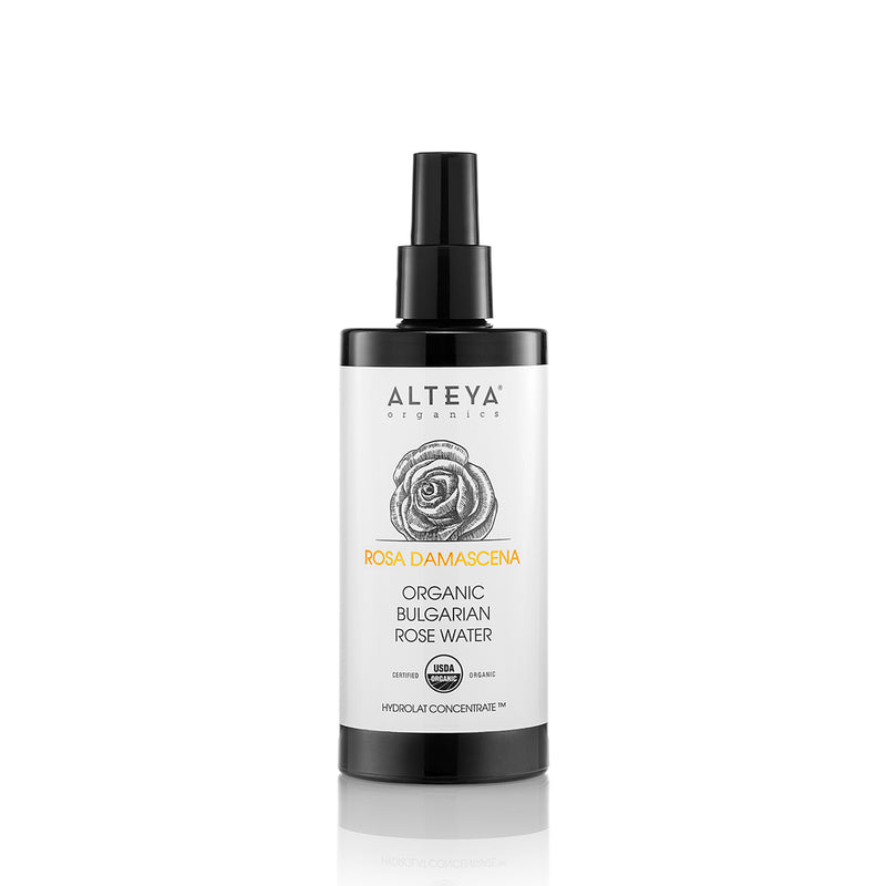 Alteya Organics Organic Bulgarian Rose Water 200 ml - Violet Glass Spray Bottle