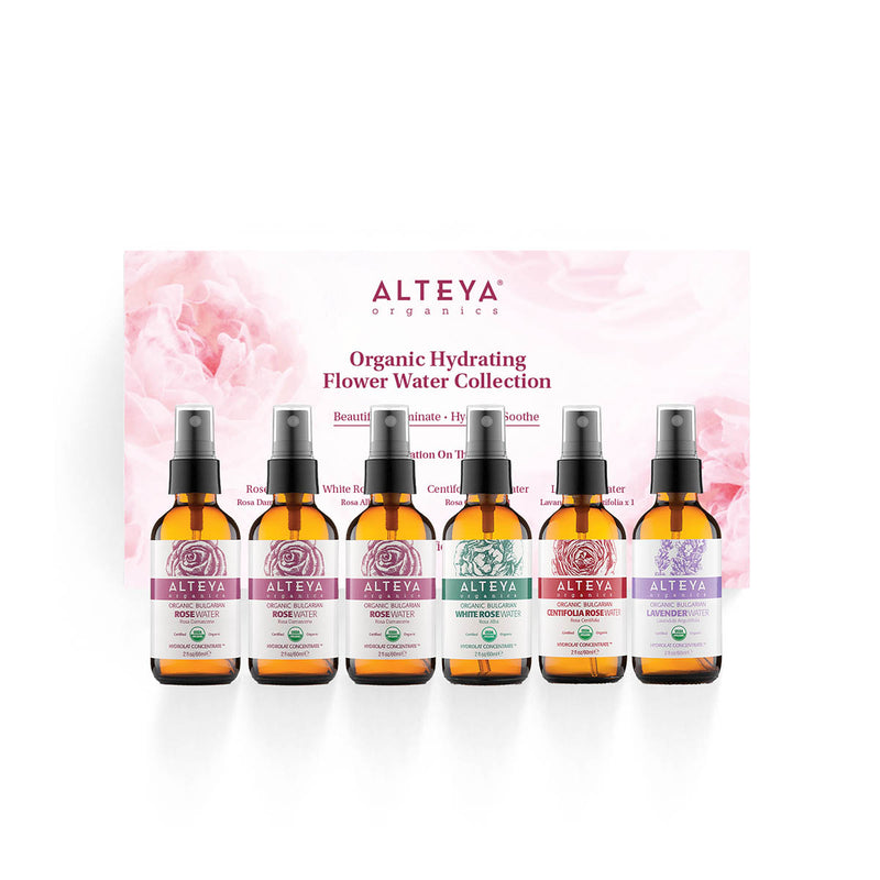 Alteya Organics Organic Hydrating Flower Water Collection 6 x 60 ml - Amber Glass Spray Bottle