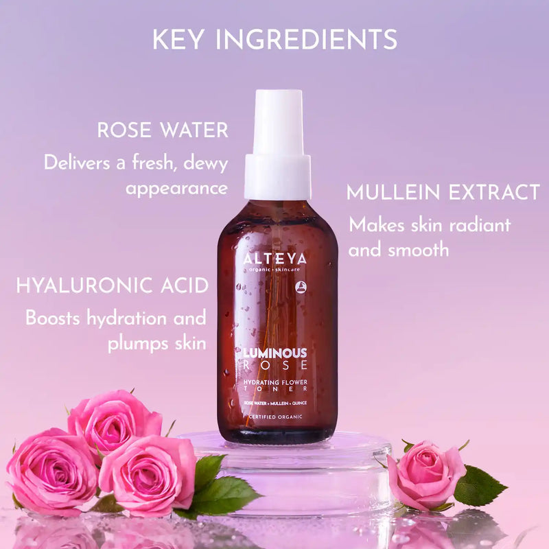 Alteya Organics Organic Luminous Rose Hydrating Flower Toner 120 ml 3