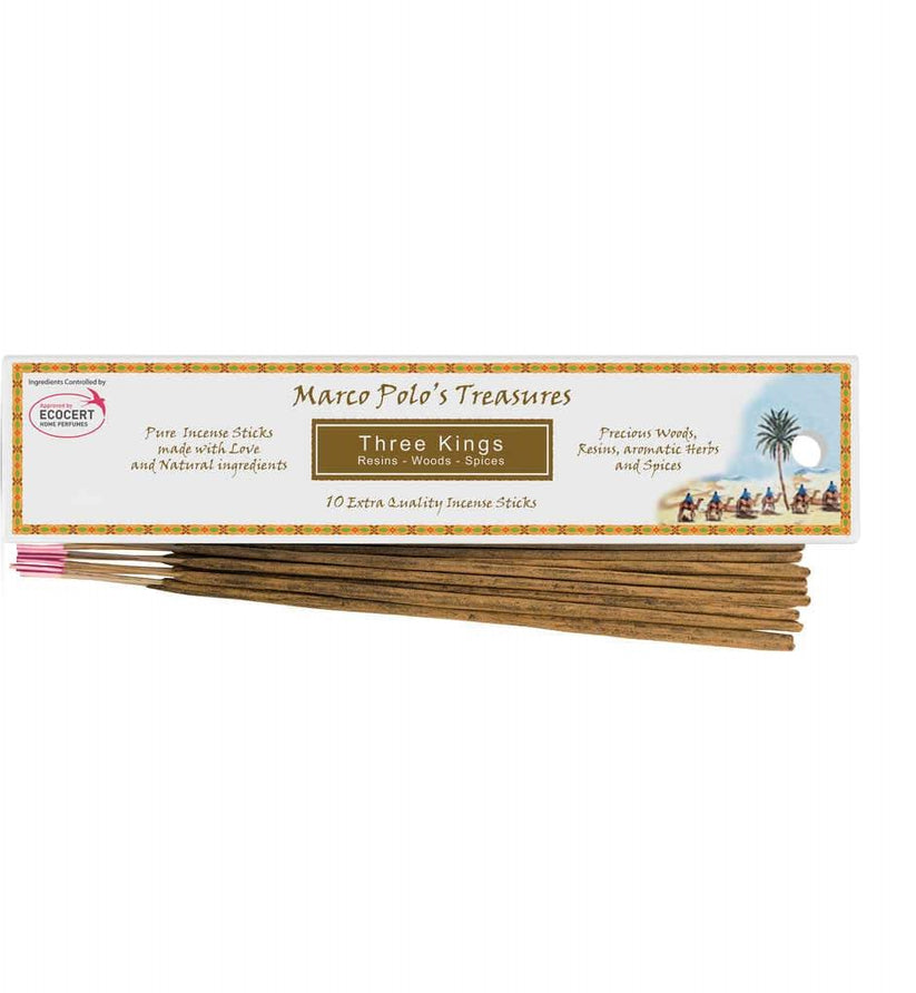 Marco Polo’s Treasures Three Kings (Sandal, Olibanum, Benzoin, Cinnamon, Halmadhi, Red Mirrha, Camphor, Black Storace) - x10 Sticks