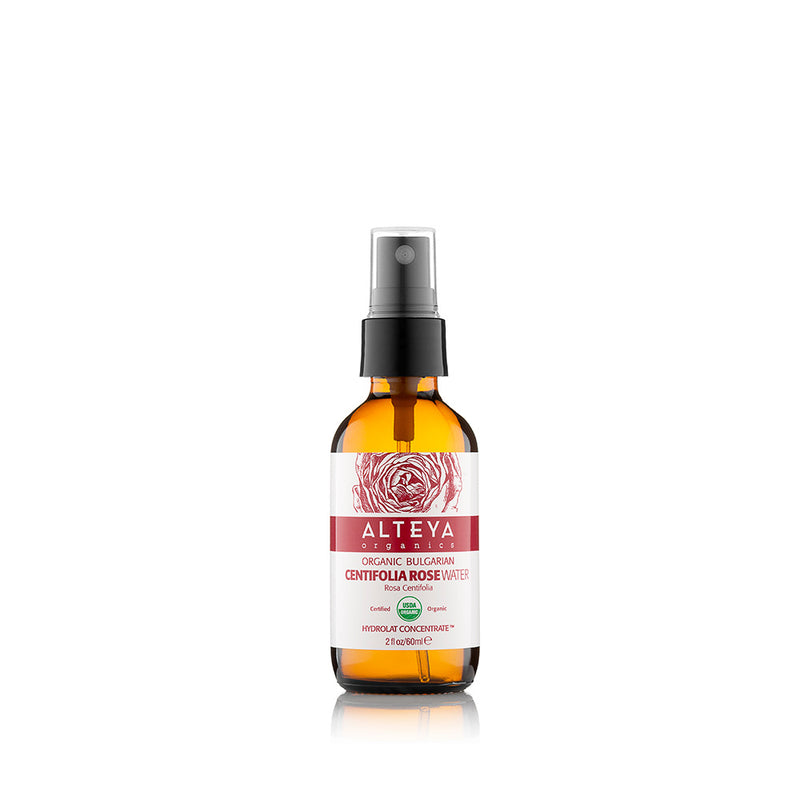 Alteya Organics Organic Bulgarian Centifolia Rose Water 60ml - Amber Glass Spray Bottle