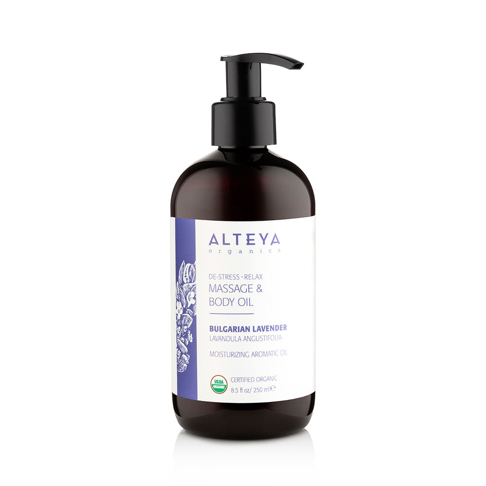 Alteya Organics De-stress + Relax Massage & Body Oil Bulgarian Lavender