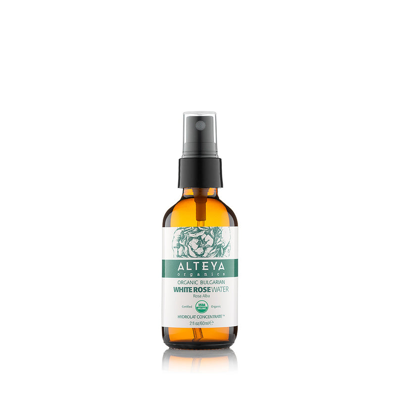 Alteya Organics Organic Bulgarian White Rose Water (Rosa Alba) 60 ml - Amber Glass Spray Bottle