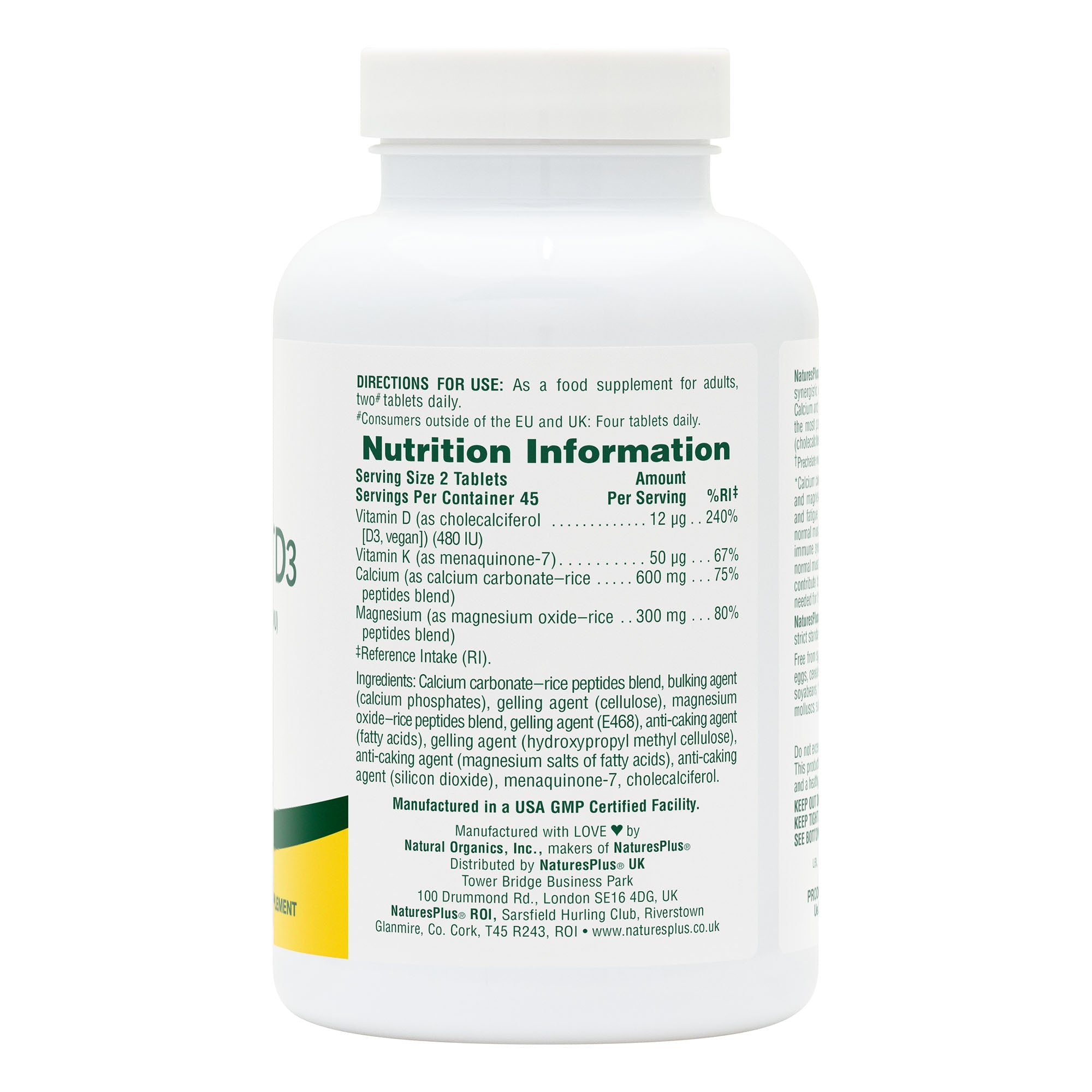 NaturesPlus Calcium/Magnesium/Vitamin D3 with Vitamin K2 Tablets 5