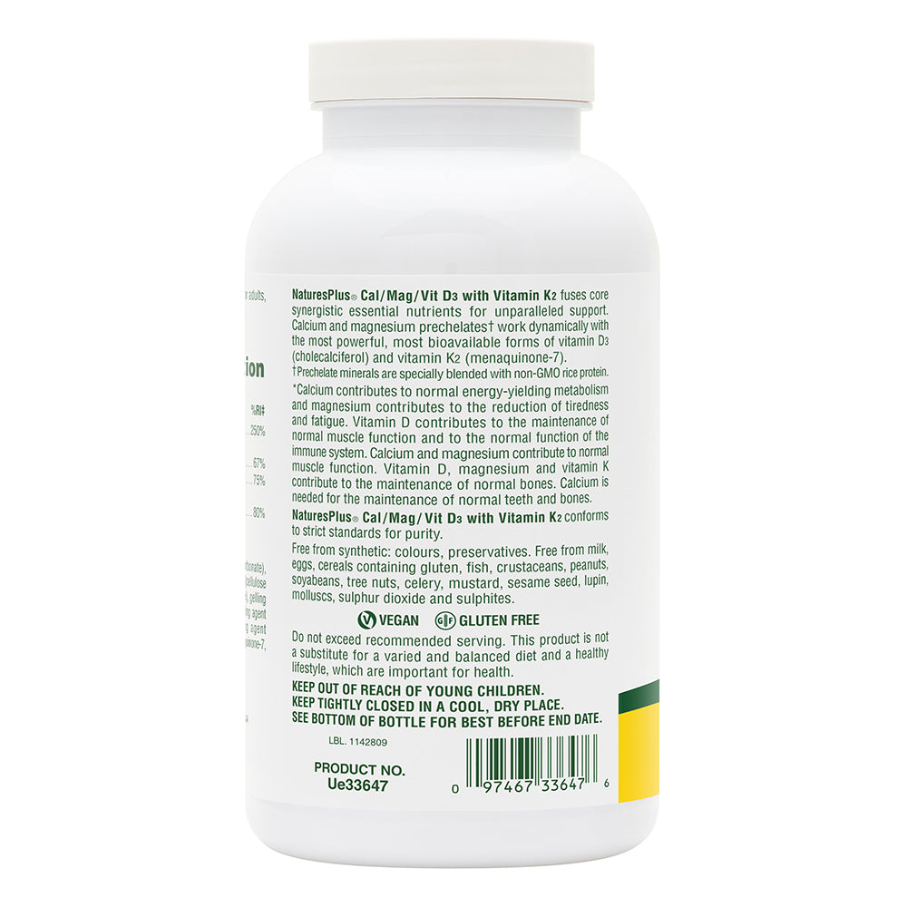 NaturesPlus Calcium/Magnesium/Vitamin D3 with Vitamin K2 Tablets 6