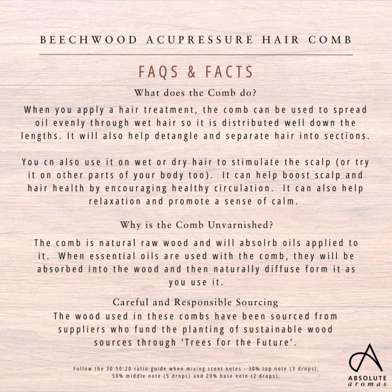 Absolute Aromas Natural Wood Acupressure Hair Comb 5