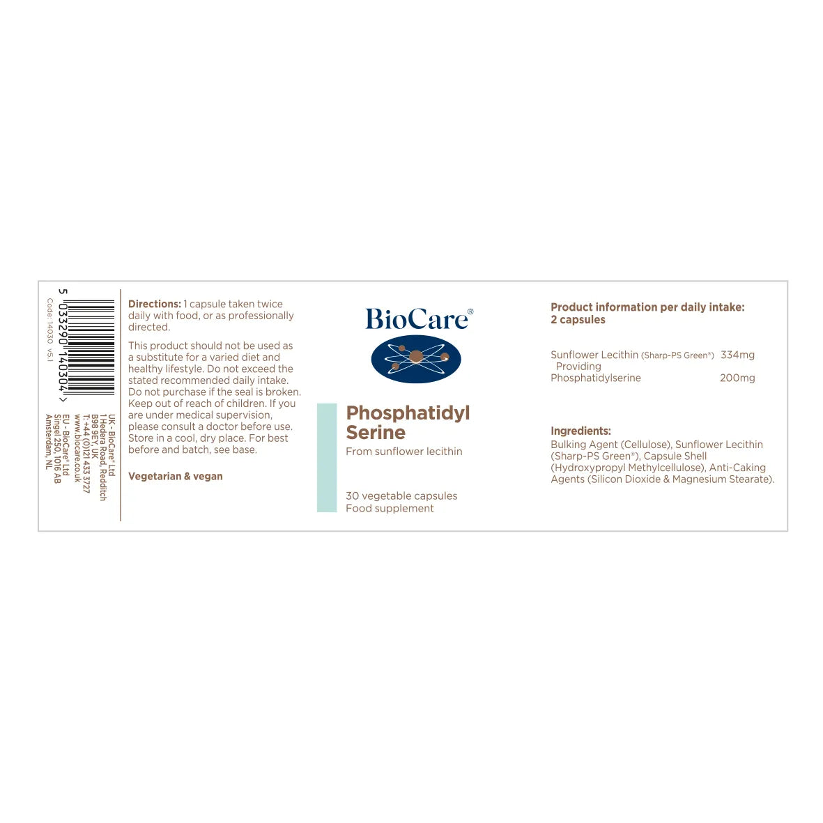 BioCare Phosphatidyl Serine 30 Capsules image 1