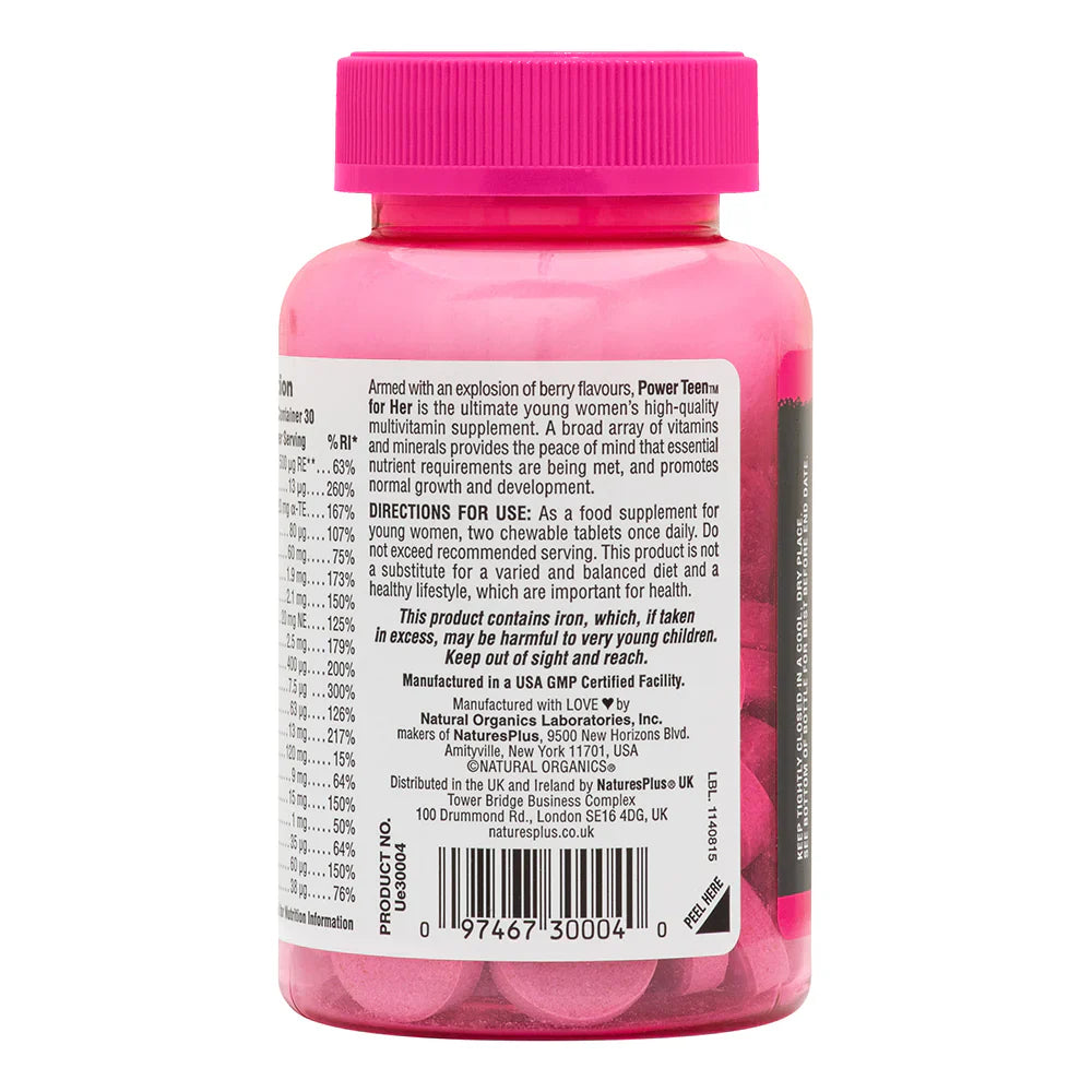 NaturesPlus Source of Life® POWER TEEN® For Her 60 Chewables image 2
