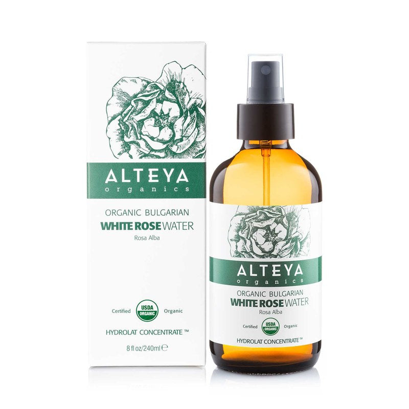 Alteya Organics Organic Bulgarian White Rose Water (Rosa Alba) 240 ml - Amber Glass Spray Bottle
