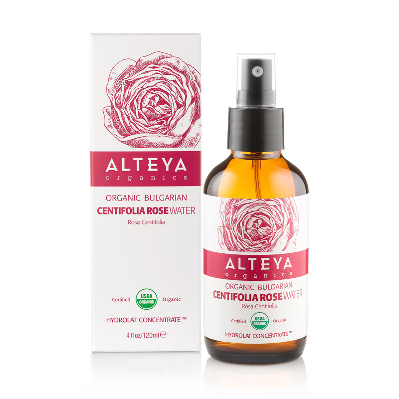 Alteya Organics Organic Bulgarian Centifolia Rose Water 120ml - Amber Glass Spray Bottle