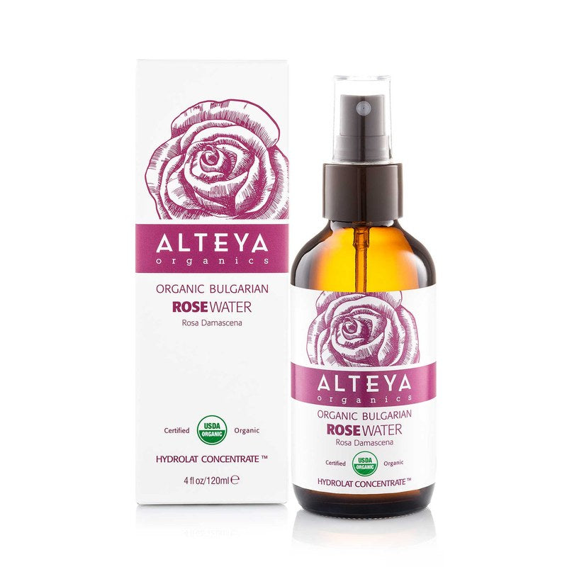 Alteya Organics Organic Bulgarian Rose Water 120 ml - Amber Glass Spray Bottle