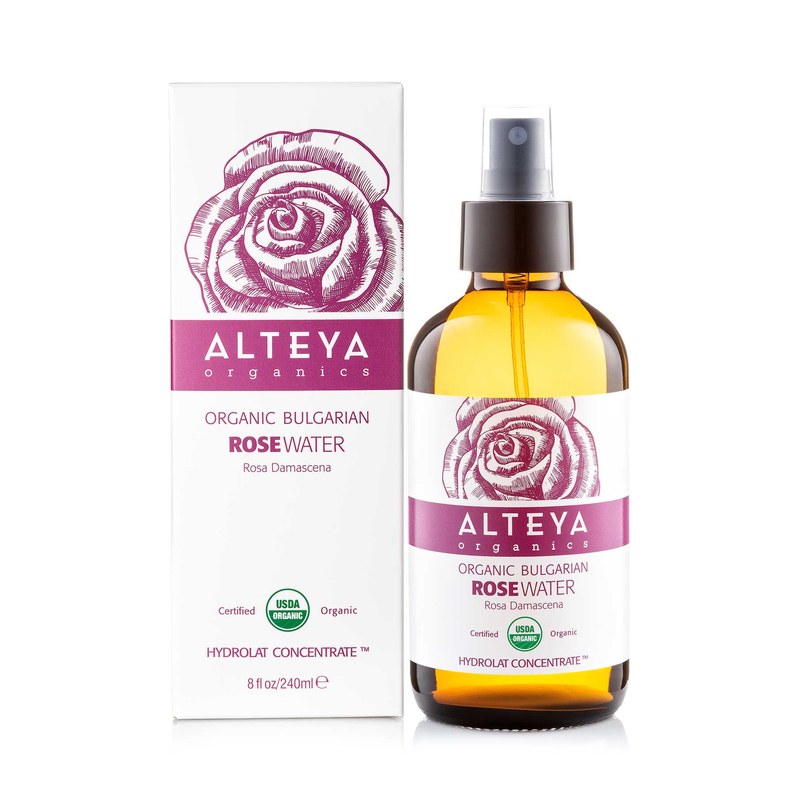 Alteya Organics Organic Bulgarian Rose Water 240 ml - Amber Glass Spray Bottle