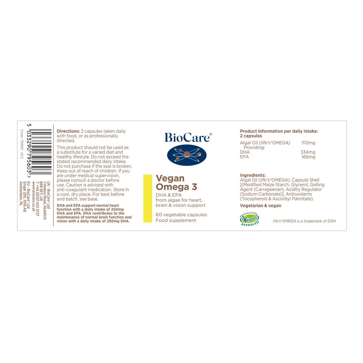BioCare Vegan Omega 3 Capsules image 1