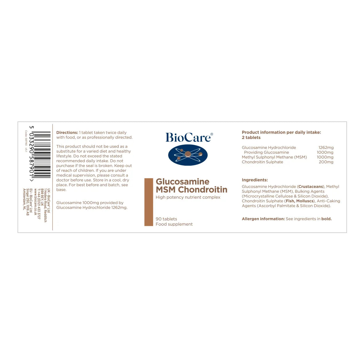 BioCare Glucosamine MSM Chondroitin 90 Capsules image 1