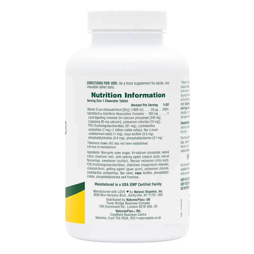 NaturesPlus Vitamin D3 1000 IU 90 Chewables image 2