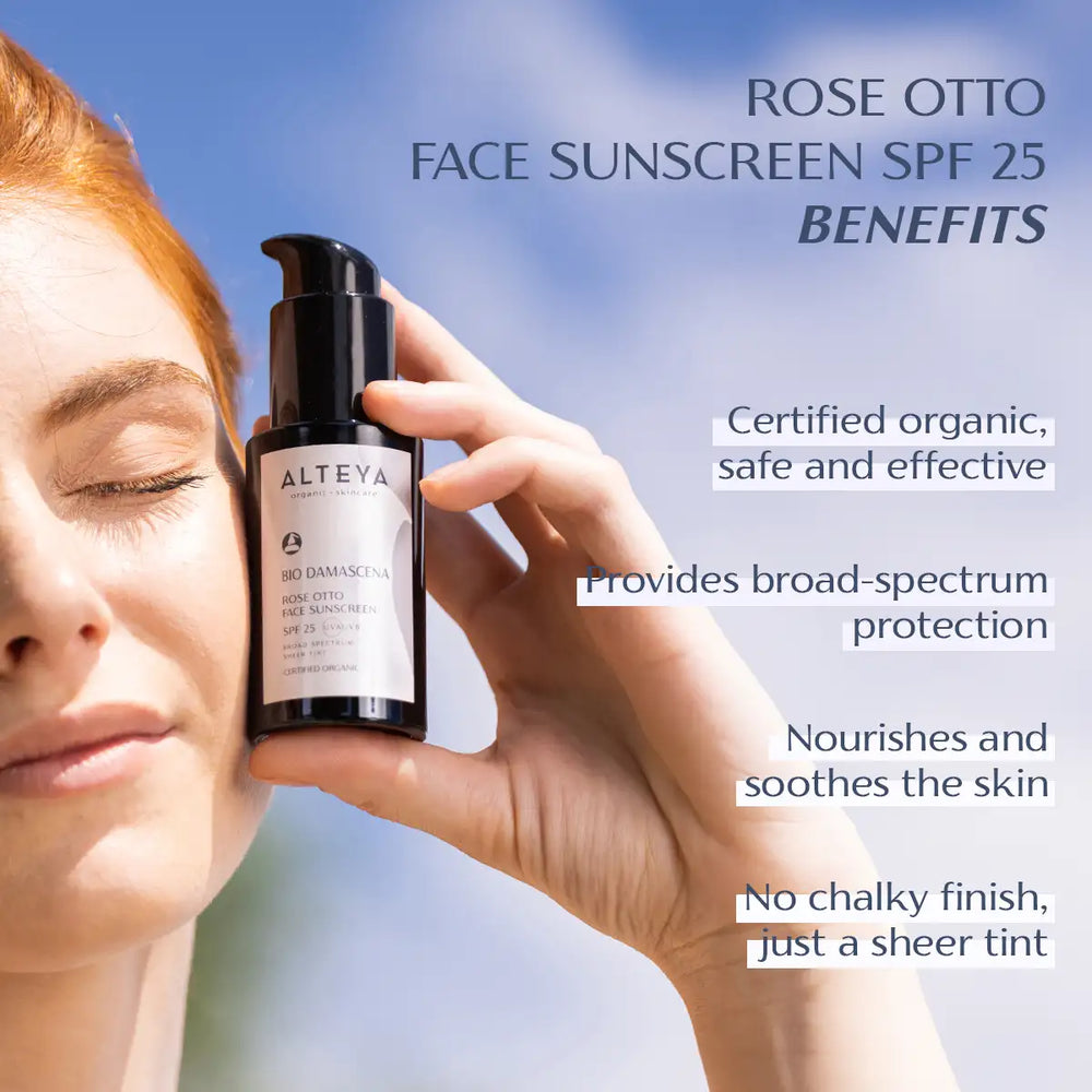 Alteya Organics Bio Damascena Organic Rose Otto Face Sunscreen Cream SPF25 3