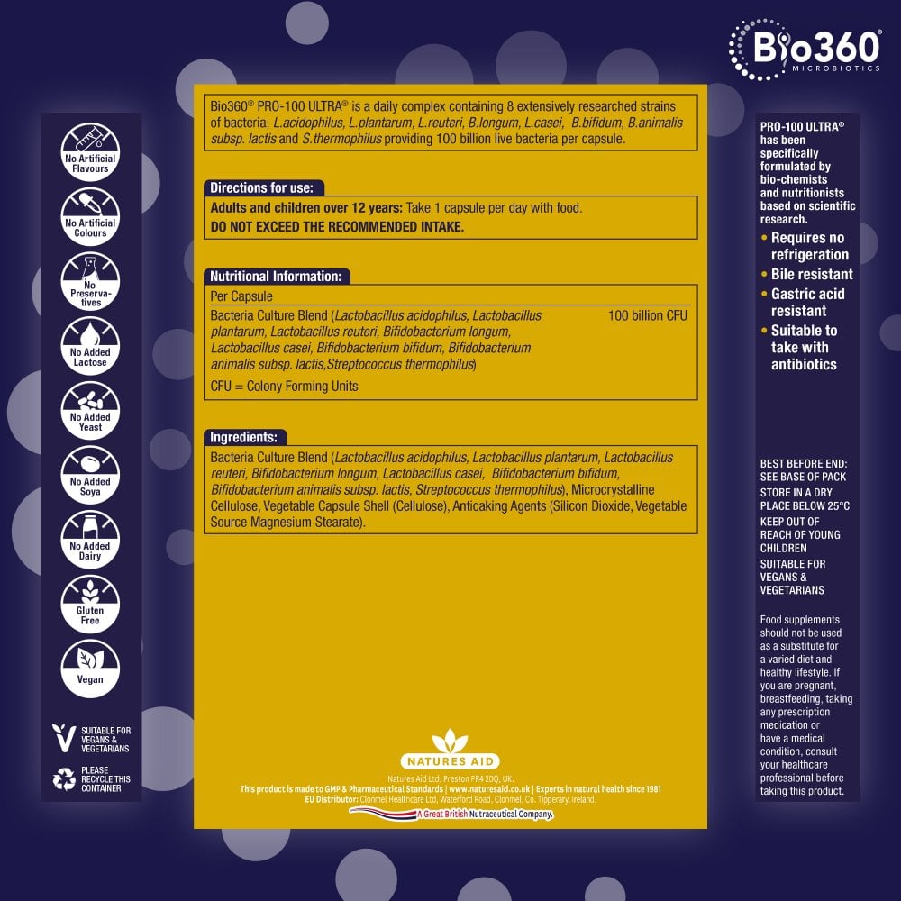 Natures Aid Bio360 Pro-100 ULTRA (100 Billion Bacteria) 6