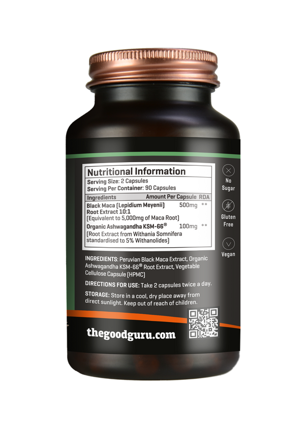 The Good Guru Black Maca + Ashwagandha KSM66