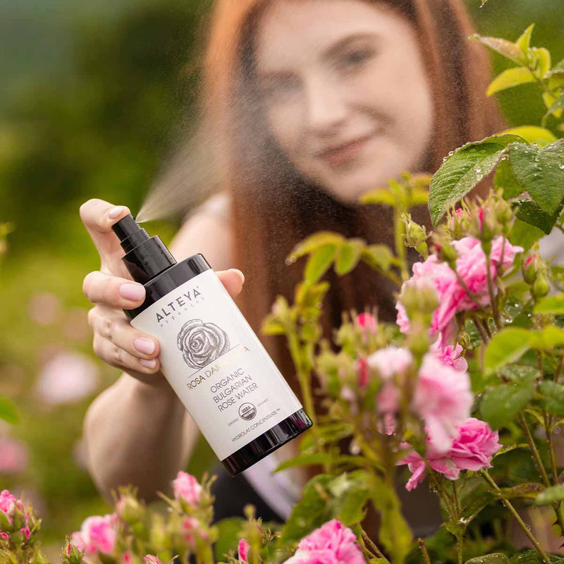 Alteya Organics Organic Bulgarian Rose Water 200 ml - Violet Glass Spray Bottle 4