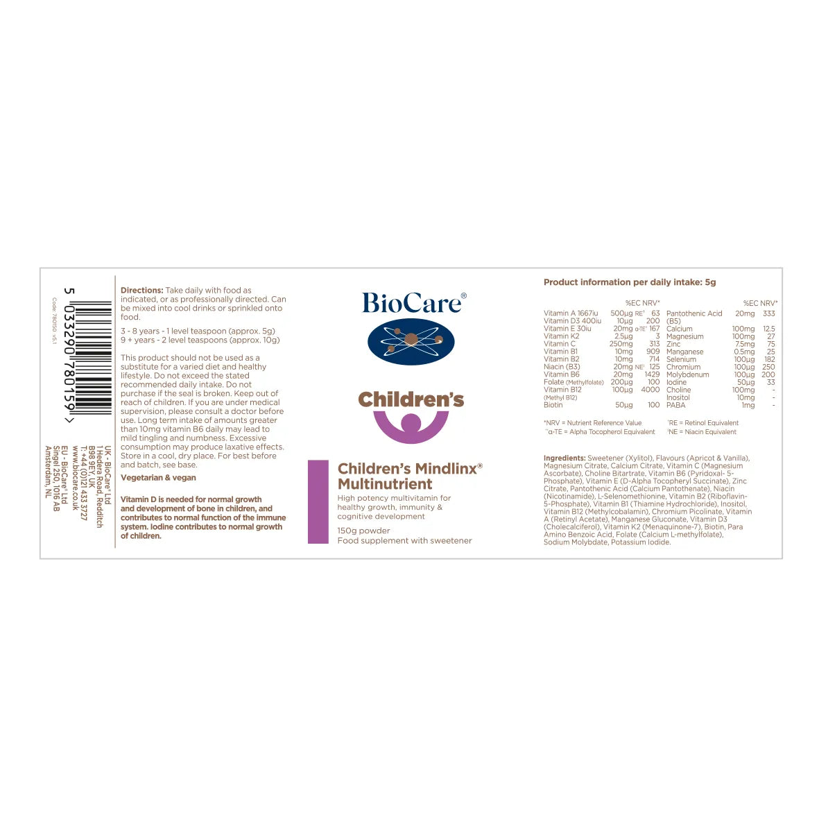 BioCare Children's Mindlinx® Multinutrient 150g image 1