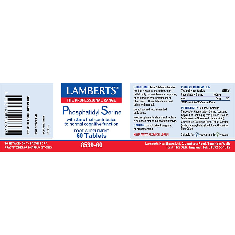 Lamberts Phosphatidyl Serine 100mg 60 tablets image 2