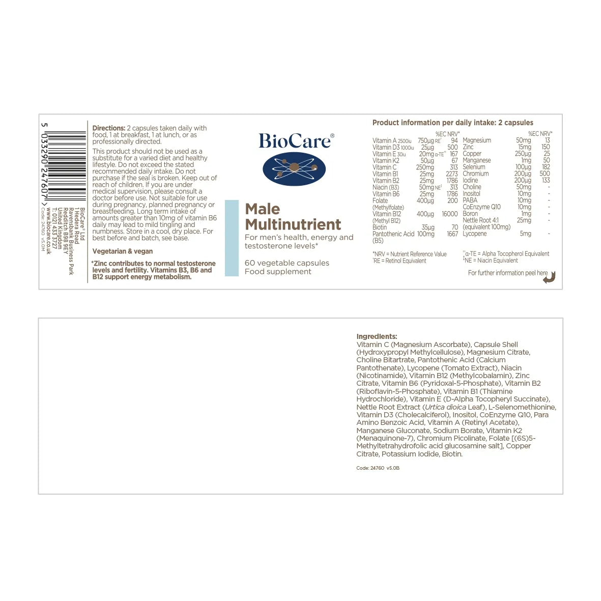 BioCare Male Multinutrient 60 Capsules image 1