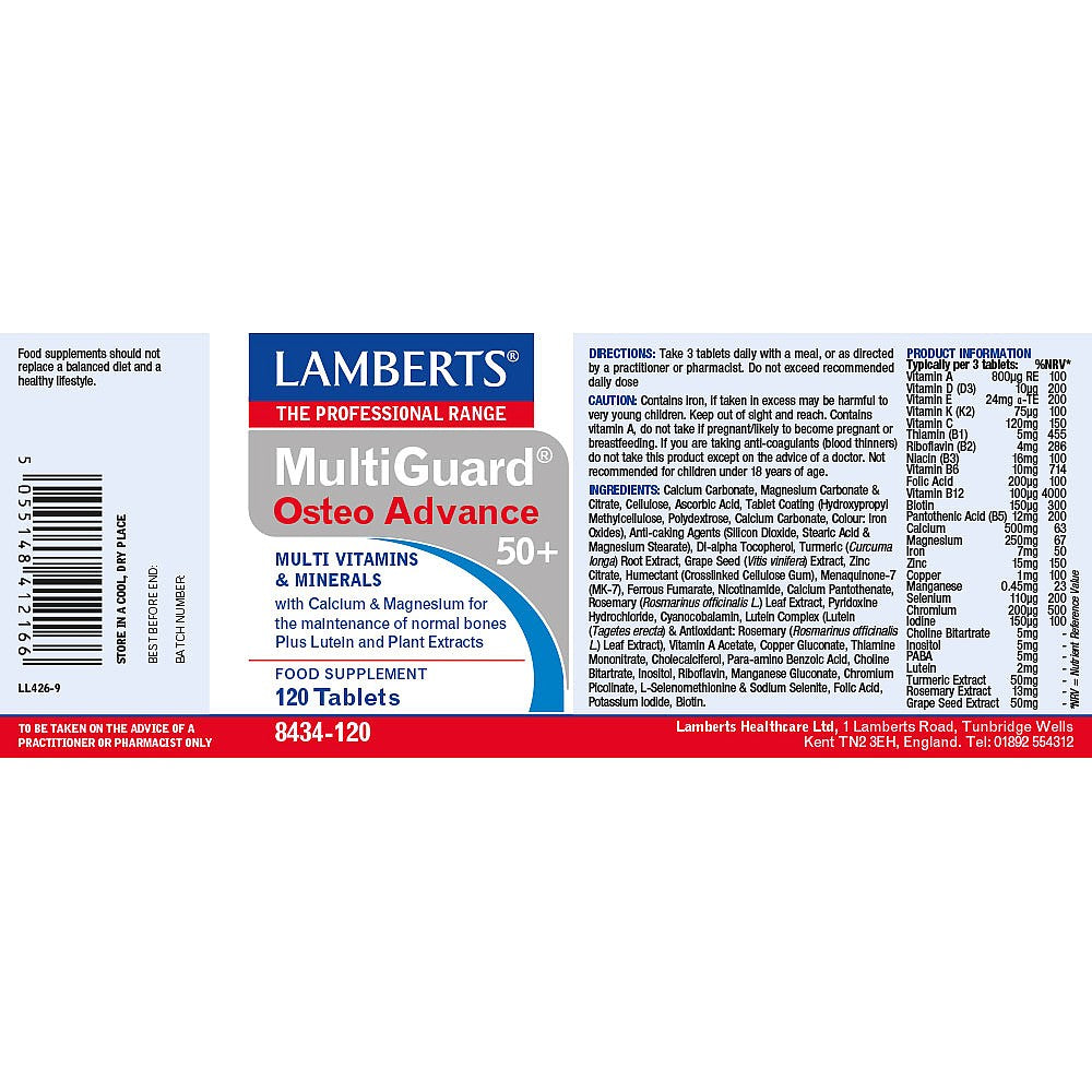 Lamberts MultiGuard® OsteoAdvance 50+ 120 tablets image 2