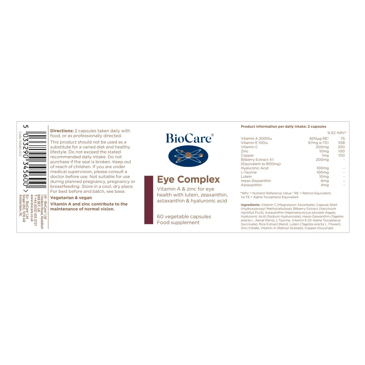 BioCare Eye Complex 60 Capsules image 1