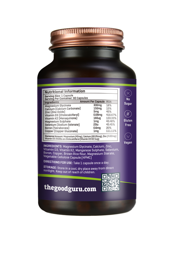 The Good Guru Magnesium Glycinate + Calcium, Zinc, Vitamin D3