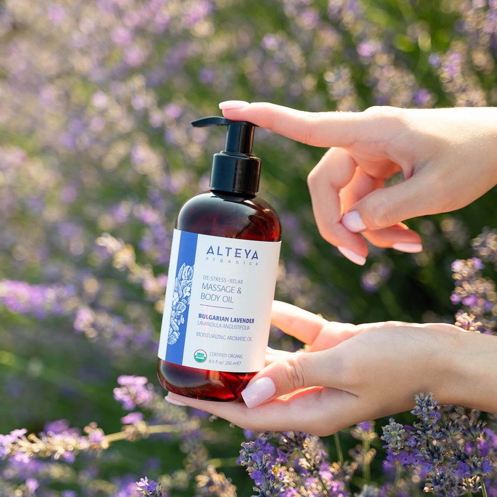 Alteya Organics De-stress + Relax Massage & Body Oil Bulgarian Lavender
