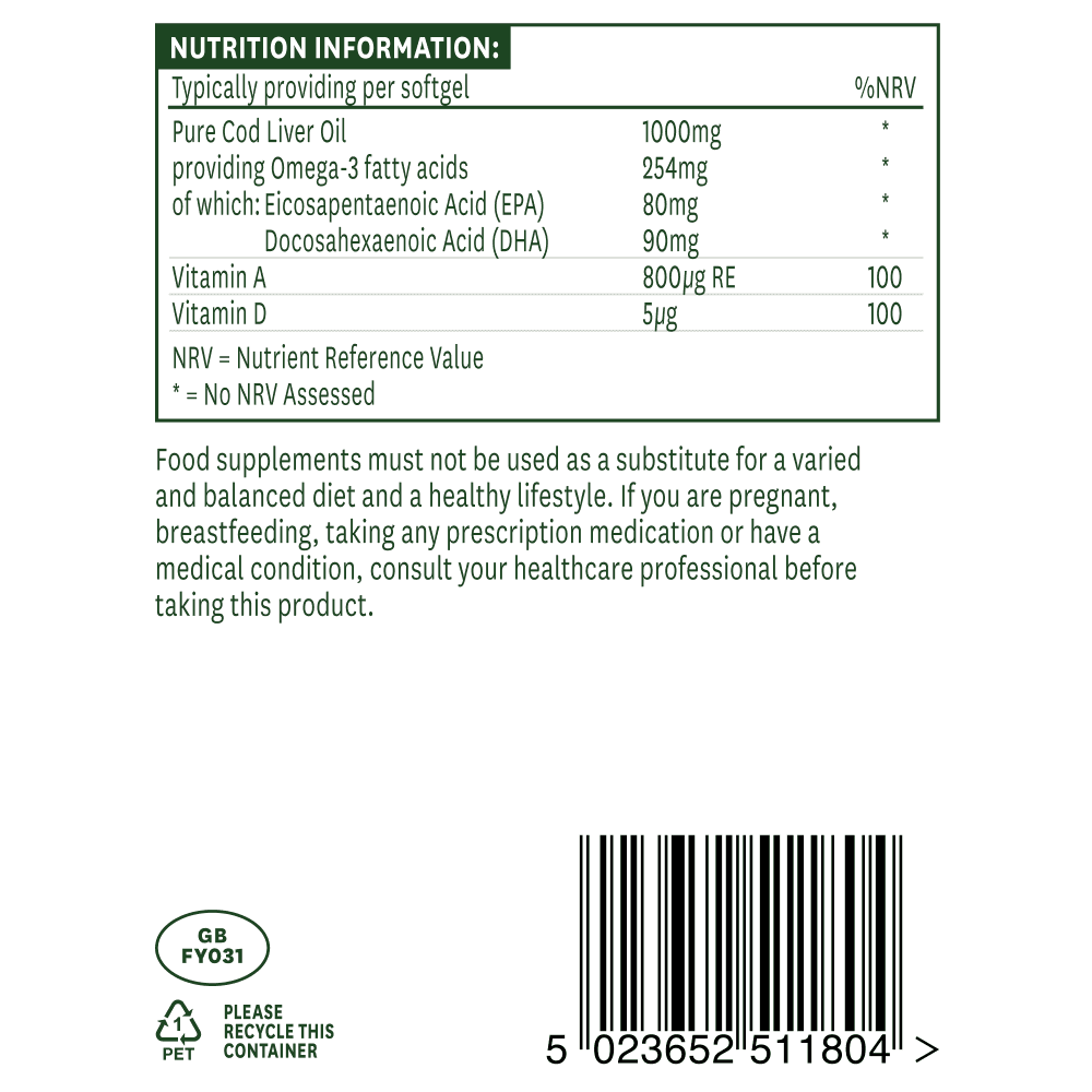 Natures Aid Cod Liver Oil 1000mg 3