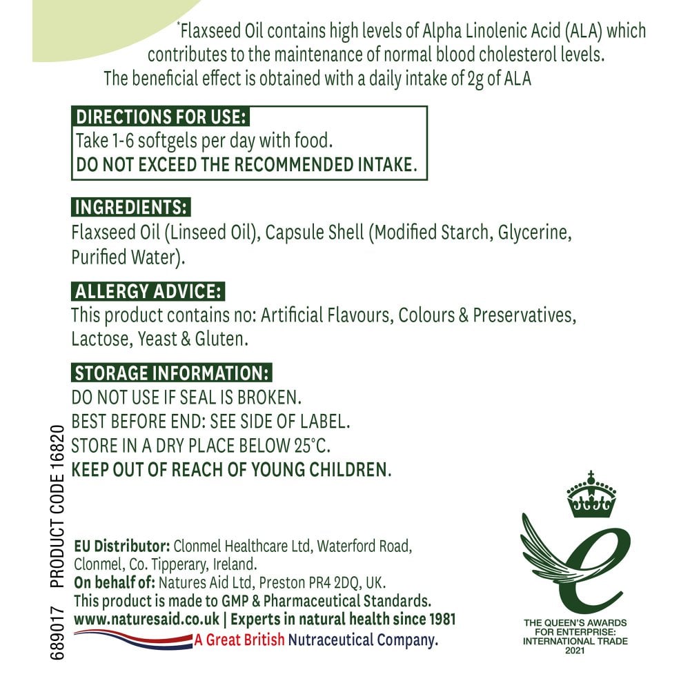 Natures Aid Flaxseed Oil 1000mg 3