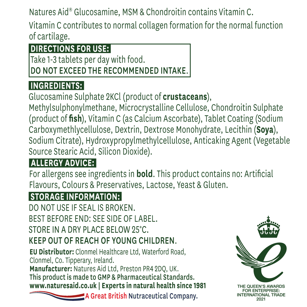 Natures Aid Glucosamine, MSM & Chondroitin 2