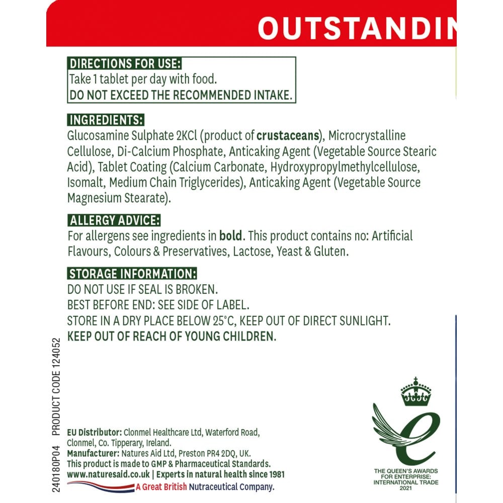 Natures Aid Glucosamine Sulphate 1500mg 2